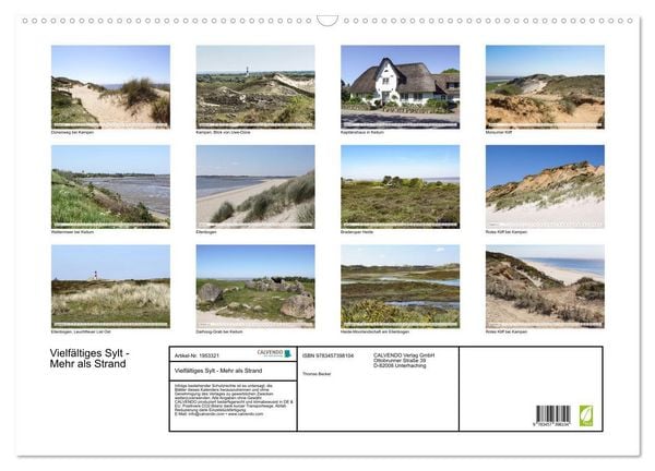 Produktbild: Vielf&auml;ltiges Sylt - Mehr als Strand (Wandkalender 2026 DIN A2 quer), CALVENDO Monatskalender