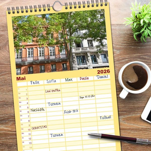 Produktbild: Familienplaner 2026 - Lieblingsland Frankreich mit 5 Spalten (Wandkalender, 21 x 45 cm) CALVENDO