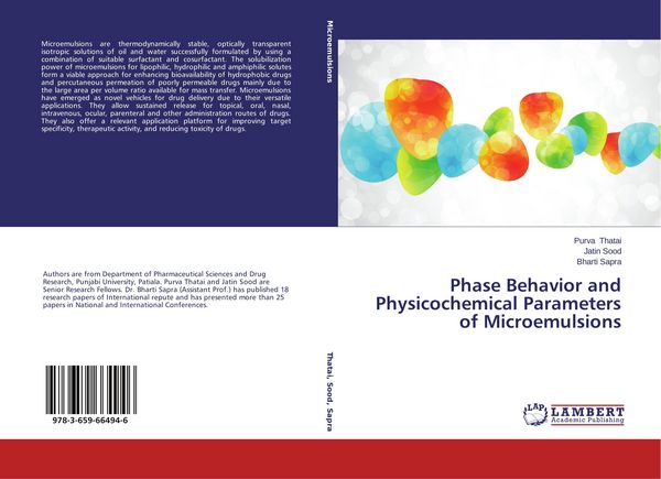 Produktbild: Phase Behavior and Physicochemical Parameters of Microemulsions