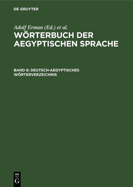 Produktbild: Deutsch-Aegyptisches W&ouml;rterverzeichnis