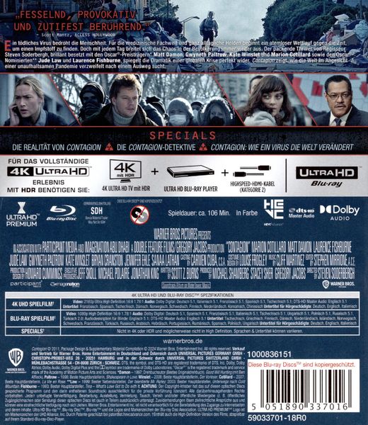 Produktbild: Contagion (4K Ultra HD) (+ Blu-ray)