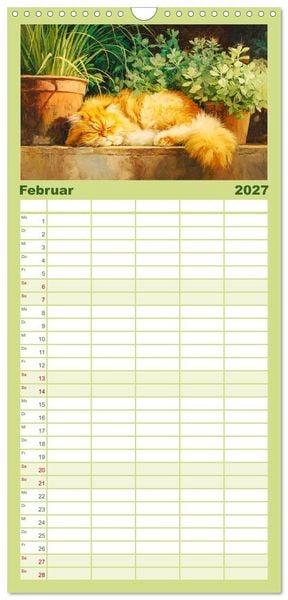 Produktbild: Familienplaner 2027 - Perserkatzen. Flauschige Momente in kunstvoller &Ouml;loptik mit 5 Spalten (Wandkalender, 21 x 45 cm) CALVENDO