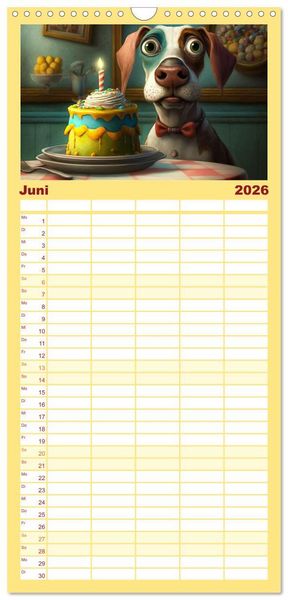 Produktbild: Familienplaner 2026 - Comic Hunde mit 5 Spalten (Wandkalender, 21 x 45 cm) CALVENDO