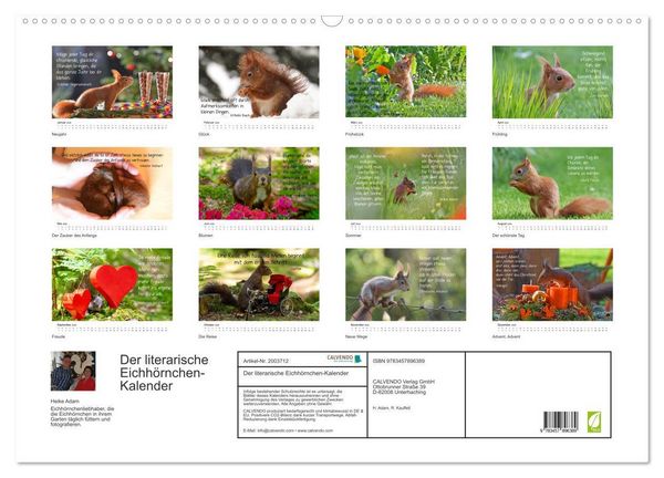 Produktbild: Der literarische Eichh&ouml;rnchen-Kalender (Wandkalender 2026 DIN A2 quer), CALVENDO Monatskalender
