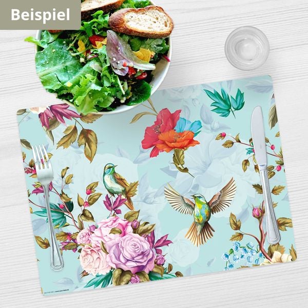 Produktbild: Tischsetmacher Tischsets Buntes Vogelparadies, aus hochwertigem Vinyl (4 St&uuml;ck), 44 x 32 cm