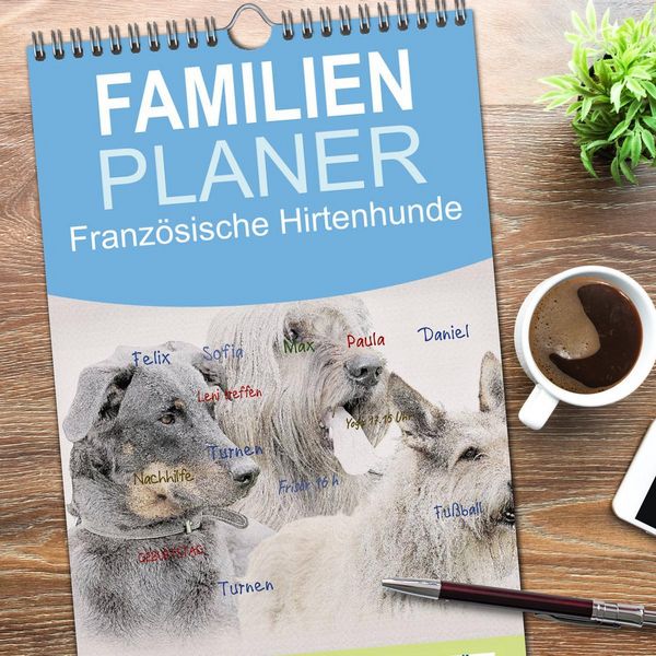 Produktbild: Familienplaner 2026 - Franz&ouml;sische Hirtenhunde 2026 mit 5 Spalten (Wandkalender, 21 x 45 cm) CALVENDO