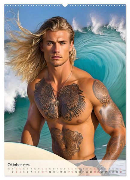 Produktbild: Surferboys - coole Jungs unter hei&szlig;er Sonne (Wandkalender 2026 DIN A2 hoch), CALVENDO Monatskalender