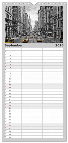 Produktbild: Familienplaner 2026 - NEW YORK Urbaner Flair mit 5 Spalten (Wandkalender, 21 x 45 cm) CALVENDO