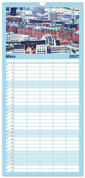 Produktbild: Familienplaner 2027 - Freie Hansestadt Hamburg mit 5 Spalten (Wandkalender, 21 x 45 cm) CALVENDO