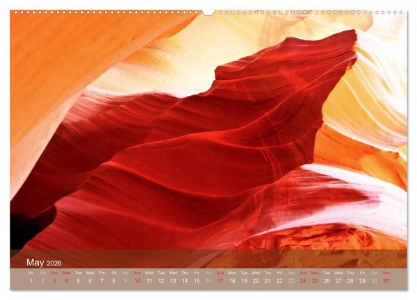 Produktbild: Lights and Colours of the Antelope Canyon (High Quality Premium Wall Calendar 2026 DIN A2 landscape),CALVENDO 12 Month Wall Calendar