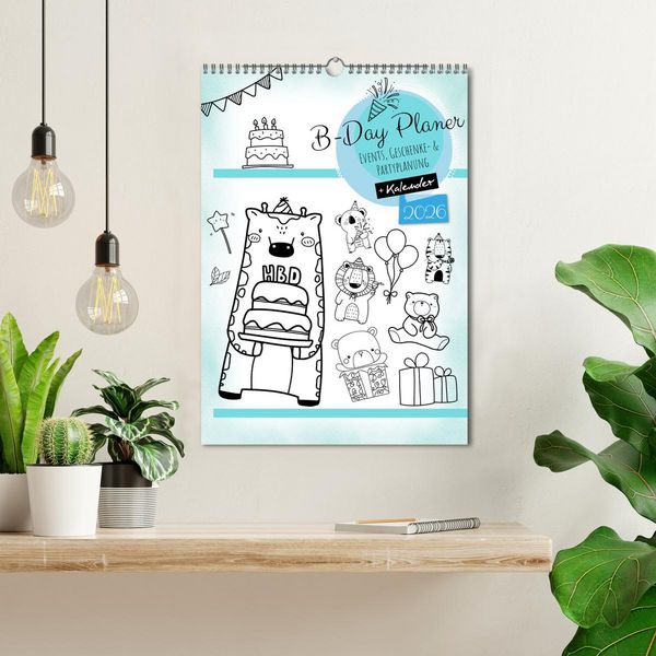 Produktbild: Geburtstagsplaner Doodle Tiere - F&uuml;r Termine, Geschenke, Eventdetails & mehr (Wandkalender 2026 DIN A3 hoch), CALVENDO Monatskalender