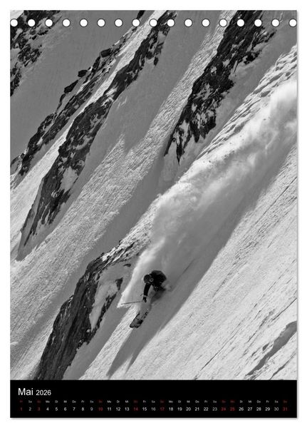 Produktbild: Monochrome Ski (Tischkalender 2026 DIN A5 hoch), CALVENDO Monatskalender