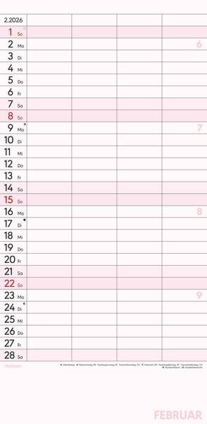 Produktbild: Superplaner M 2026 4 Spalten - Familien-Timer 22x45 cm - Offset-Papier - mit Ferienterminen - Wand-Planer - Familienkalender - Alpha Edition