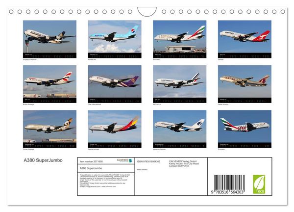 Produktbild: A380 SuperJumbo (Wall Calendar 2026 DIN A4 landscape), CALVENDO 12 Month Wall Calendar