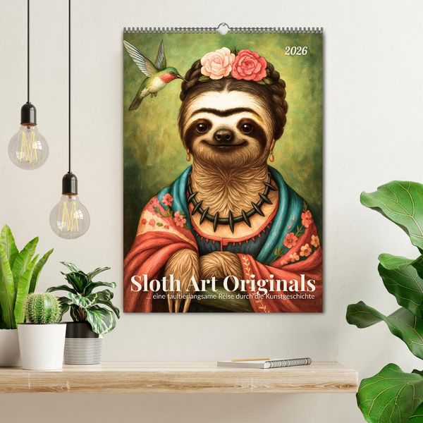 Produktbild: Sloth Art Originals ... eine faultierlangsame Reise durch die Kunstgeschichte (Wandkalender 2026 DIN A2 hoch), CALVENDO Monatskalender