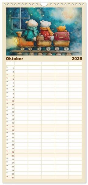 Produktbild: Familienplaner 2026 - Das geheime Leben flauschiger Freunde mit 5 Spalten (Wandkalender, 21 x 45 cm) CALVENDO