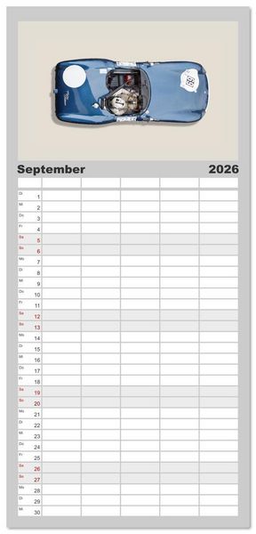 Produktbild: Familienplaner 2026 - Two-Seater Racing Cars 1950-1960 mit 5 Spalten (Wandkalender, 21 x 45 cm) CALVENDO