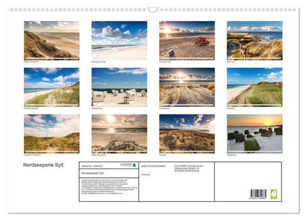 Produktbild: Nordseeperle Sylt (Wandkalender 2026 DIN A2 quer), CALVENDO Monatskalender