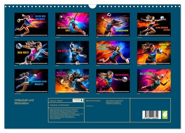 Produktbild: Volleyball und Motivation (Wandkalender 2026 DIN A3 quer), CALVENDO Monatskalender