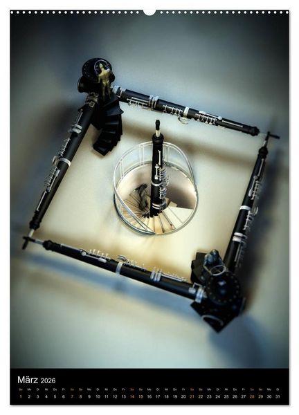 Produktbild: VIRTUAL MUSIC - Musikinstrumente in Hyperrealistischen Illustrationen (Wandkalender 2026 DIN A2 hoch), CALVENDO Monatskalender