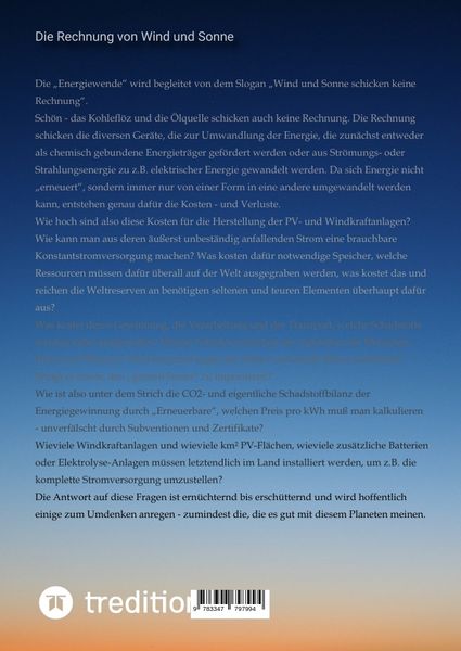 Produktbild: Die Rechnung von Wind und Sonne