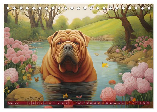 Produktbild: Boteros Hunde - Kunstvoller Kalender im Stile des Boterismo (Tischkalender 2026 DIN A5 quer), CALVENDO Monatskalender