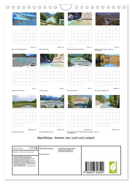 Produktbild: Alpenfl&uuml;sse - Ammer, Isar, Lech und Loisach (Wandkalender 2026 DIN A4 hoch), CALVENDO Monatskalender