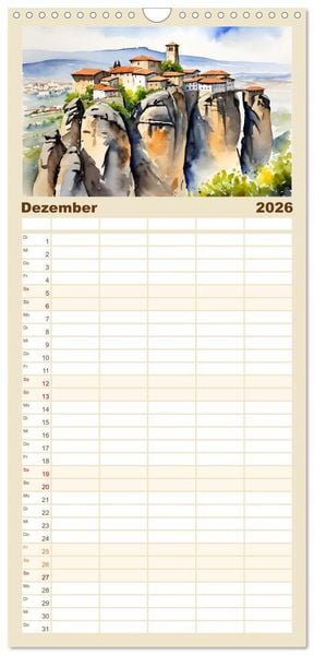 Produktbild: Familienplaner 2026 - Kalimera Griechenland mit 5 Spalten (Wandkalender, 21 x 45 cm) CALVENDO