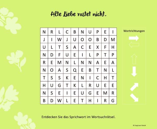 Produktbild: Wortsuchr&auml;tsel f&uuml;r Senioren mit vertrauten Sprichw&ouml;rtern. Spiele-Spa&szlig;, Besch&auml;ftigung und Ged&auml;chtnistraining f&uuml;r Senioren. Auch mit Demenz. Gro&szlig;druck.