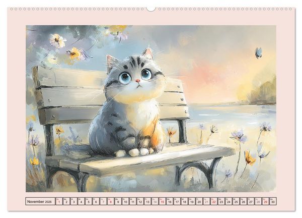 Produktbild: Pastellpf&ouml;tchen. Liebliche Katzen in sanften Farben (Wandkalender 2026 DIN A2 quer), CALVENDO Monatskalender