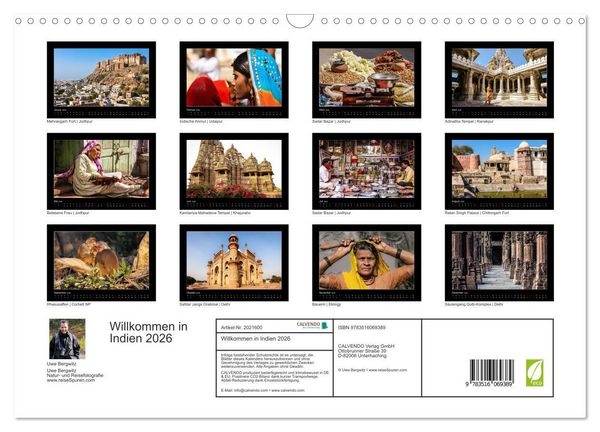 Produktbild: Willkommen in Indien 2026 (Wandkalender 2026 DIN A3 quer), CALVENDO Monatskalender