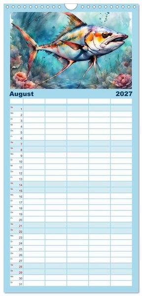 Produktbild: Familienplaner 2027 - Meereskreaturen - Lebendige Unterwasserwelt mit 5 Spalten (Wandkalender, 21 x 45 cm) CALVENDO
