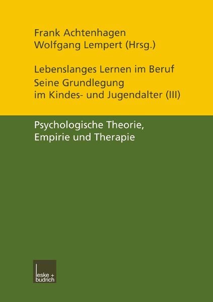 Produktbild: Lebenslanges Lernen im Beruf &mdash; seine Grundlegung im Kindes- und Jugendalter