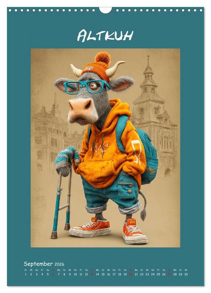 Produktbild: Kuhwelt. Stylische Streetwear-K&uuml;he f&uuml;r gute Laune (Wandkalender 2026 DIN A3 hoch), CALVENDO Monatskalender