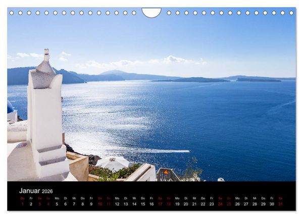 Produktbild: Santorini - K&ouml;nigin der Kykladen (Wandkalender 2026 DIN A4 quer), CALVENDO Monatskalender