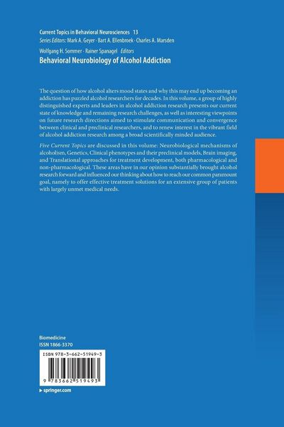Produktbild: Behavioral Neurobiology of Alcohol Addiction