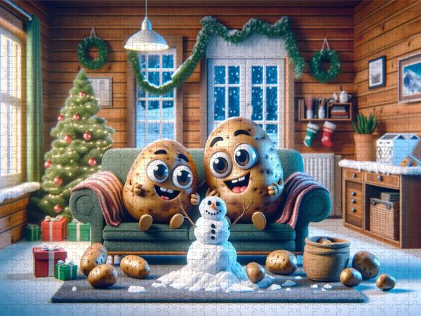Produktbild: CALVENDO Puzzle Winterwunderland daheim: Kartoffelige Schneefreuden | 2000 Teile Lege-Gr&ouml;&szlig;e 90x67cm Foto-Puzzle f&uuml;r gl&uuml;ckliche Stunden