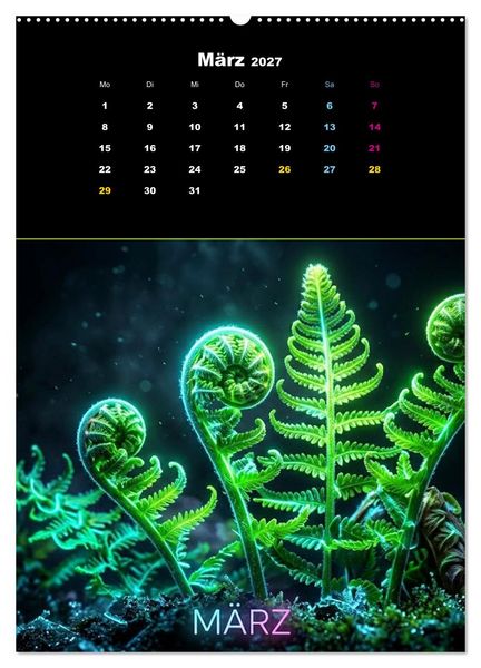 Produktbild: Neon Botanicals - Flora im Lichtrausch (hochwertiger Premium Wandkalender 2027 DIN A2 hoch), Kunstdruck in Hochglanz