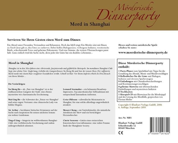Produktbild: M&ouml;rderische Dinnerparty. Mord in Shanghai
