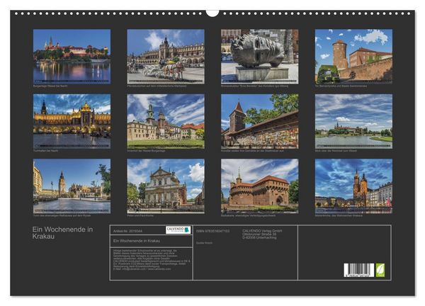 Produktbild: Ein Wochenende in Krakau (Wandkalender 2026 DIN A2 quer), CALVENDO Monatskalender