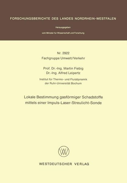 Produktbild: Lokale Bestimmung gasf&ouml;rmiger Schadstoffe mittels einer Impuls-Laser-Streulicht-Sonde