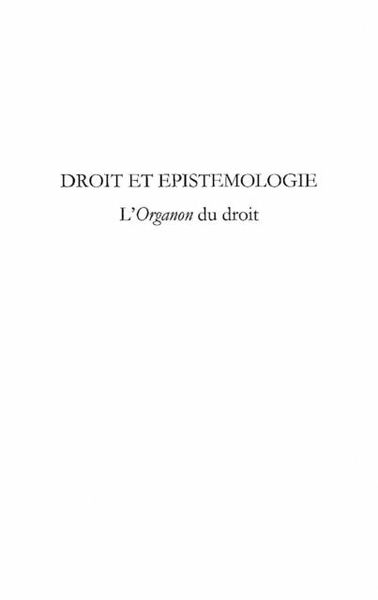 Produktbild: Droit et epistemologie - l'organon du droit