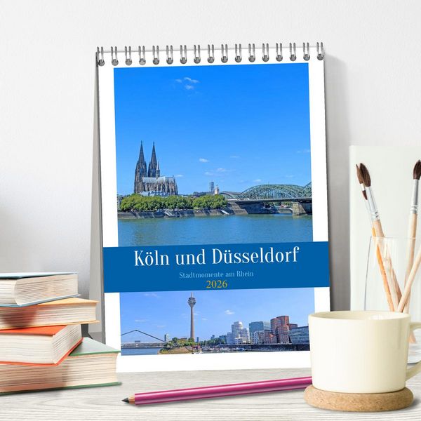 Produktbild: K&ouml;ln und D&uuml;sseldorf - Stadtmomente am Rhein (Tischkalender 2026 DIN A5 hoch), CALVENDO Monatskalender