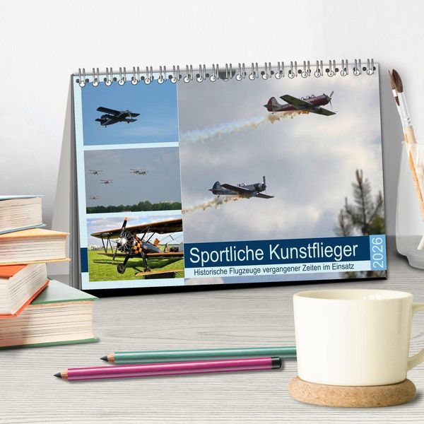 Produktbild: Sportliche Kunstflieger (Tischkalender 2026 DIN A5 quer), CALVENDO Monatskalender