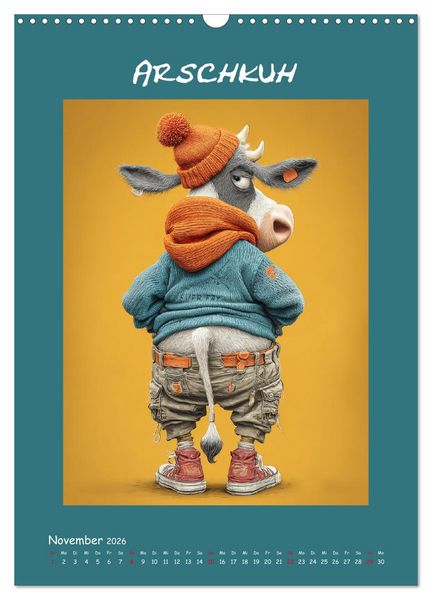 Produktbild: Kuhwelt. Stylische Streetwear-K&uuml;he f&uuml;r gute Laune (Wandkalender 2026 DIN A3 hoch), CALVENDO Monatskalender