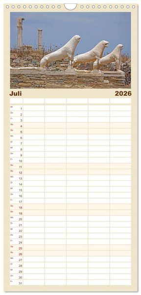 Produktbild: Familienplaner 2026 - Die Kykladen - Inseln im &Auml;g&auml;ischen Meer mit 5 Spalten (Wandkalender, 21 x 45 cm) CALVENDO