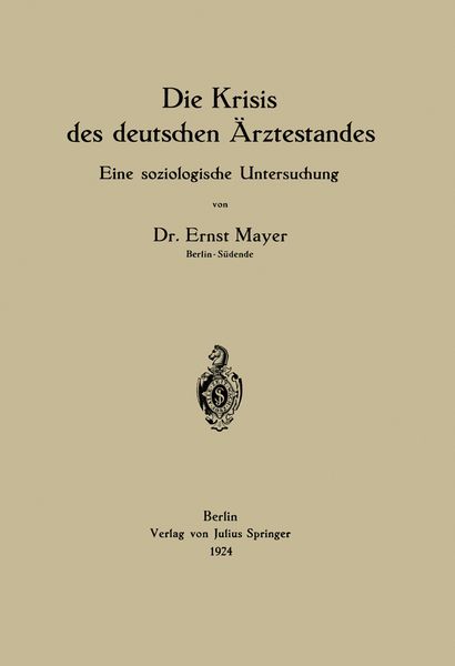 Produktbild: Die Krisis des deutschen &Auml;rztestandes