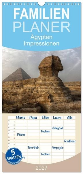 Produktbild: Familienplaner 2027 - &Auml;gypten - Impressionen mit 5 Spalten (Wandkalender, 21 x 45 cm) CALVENDO