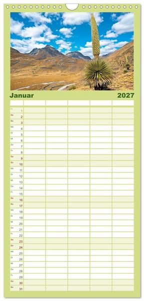 Produktbild: Familienplaner 2027 - Peru: Natur mit Geschichte mit 5 Spalten (Wandkalender, 21 x 45 cm) CALVENDO