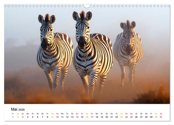 Produktbild: Zebras - Streifz&uuml;ge durch die Steppe (Wandkalender 2026 DIN A3 quer), CALVENDO Monatskalender
